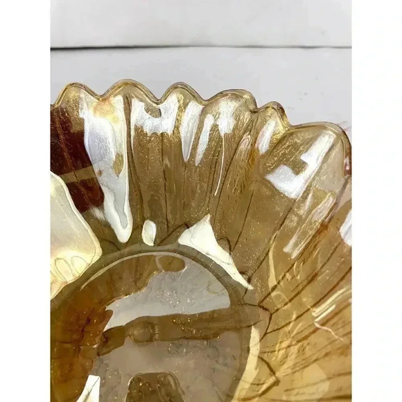 VTG Indiana Carnival Glass Amber Sunflower Bowl 7" - Picture 8 of 12